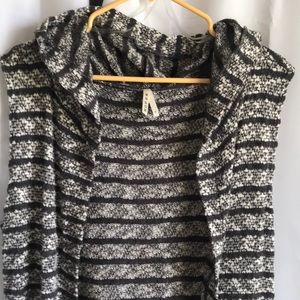 Roper sleeveless hooded Angora/cotton tri colored weaved duster cardigan